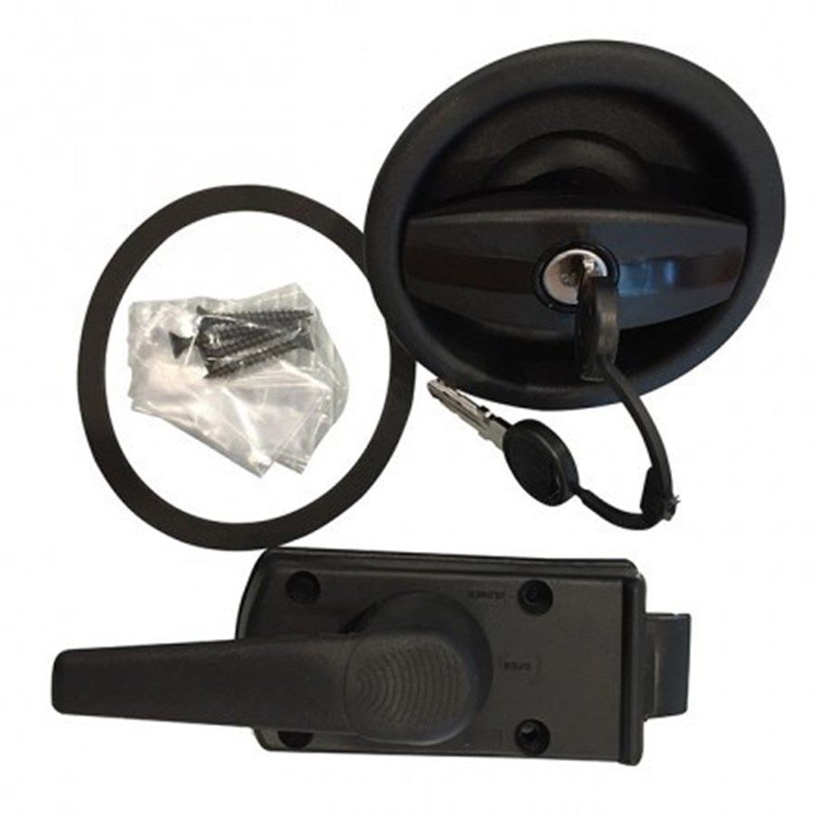 Cerradura con tirador redondo negra Izquierda para autocaravana caravana y camper Cerradura con tirador redondo negra Izquierda para autocaravana caravana y camper