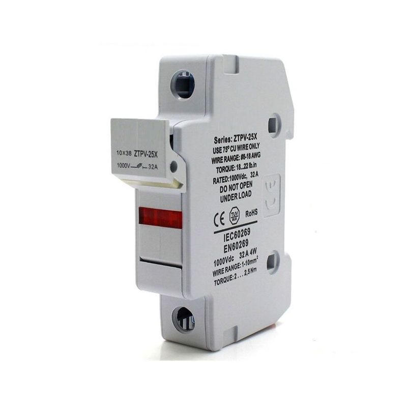 Portafusible cilindrico modulo Solar 10x38 32A 1000V DC Portafusible cilindrico modulo Solar 10x38 32A 1000V DC