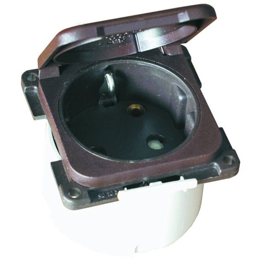 Enchufe 230 V con cubierta Schuko gris Enchufe 230 V con cubierta Schuko gris