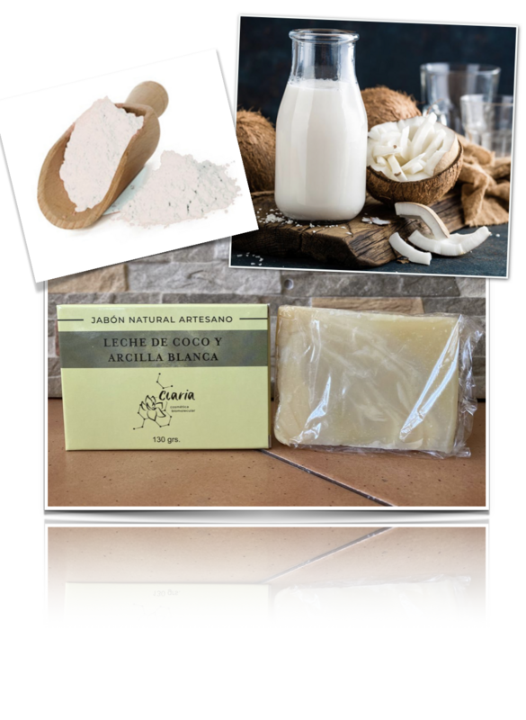 JABÓN ARTESANO CLARIA DE LECHE DE COCO Y ARCILLA BLANCA