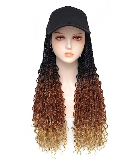 Baseball Cap Boho Box Braids Wig