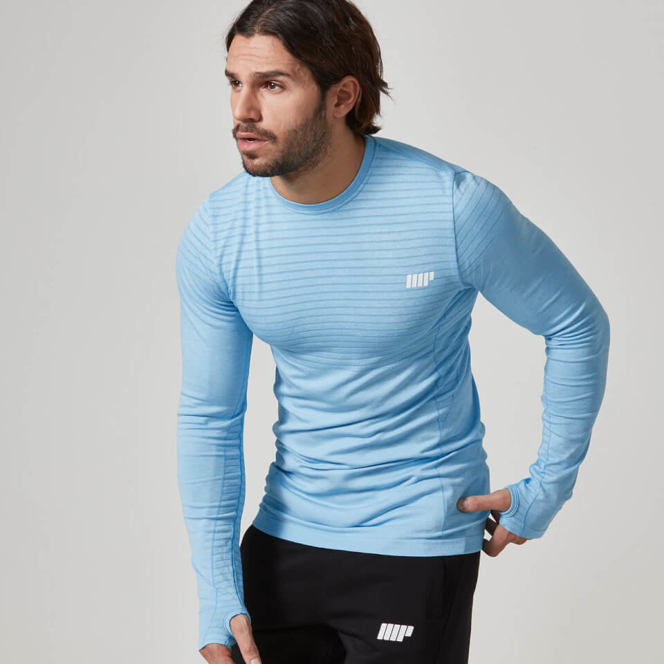 Camiseta Sin Costuras de Manga Larga - XL - Azul Camiseta Sin Costuras de Manga Larga - XL - Azul