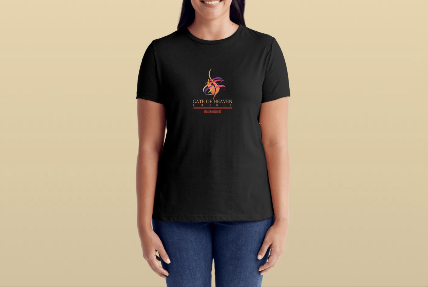 Black T-shirt Women Full Color 1