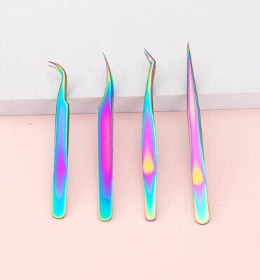 Tweezer set 4 pcs rainbow