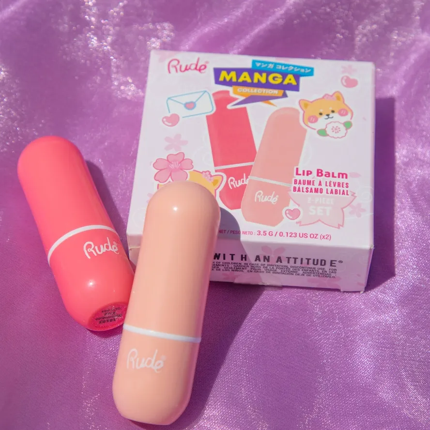 Rude | Manga Collection Lip Balm Duo &quot;Watermelon Kiss / Peach Kiss&quot;