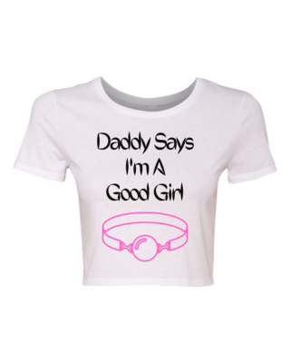 Daddy Says I&#39;m A Good Girl Vinyl Crop Top