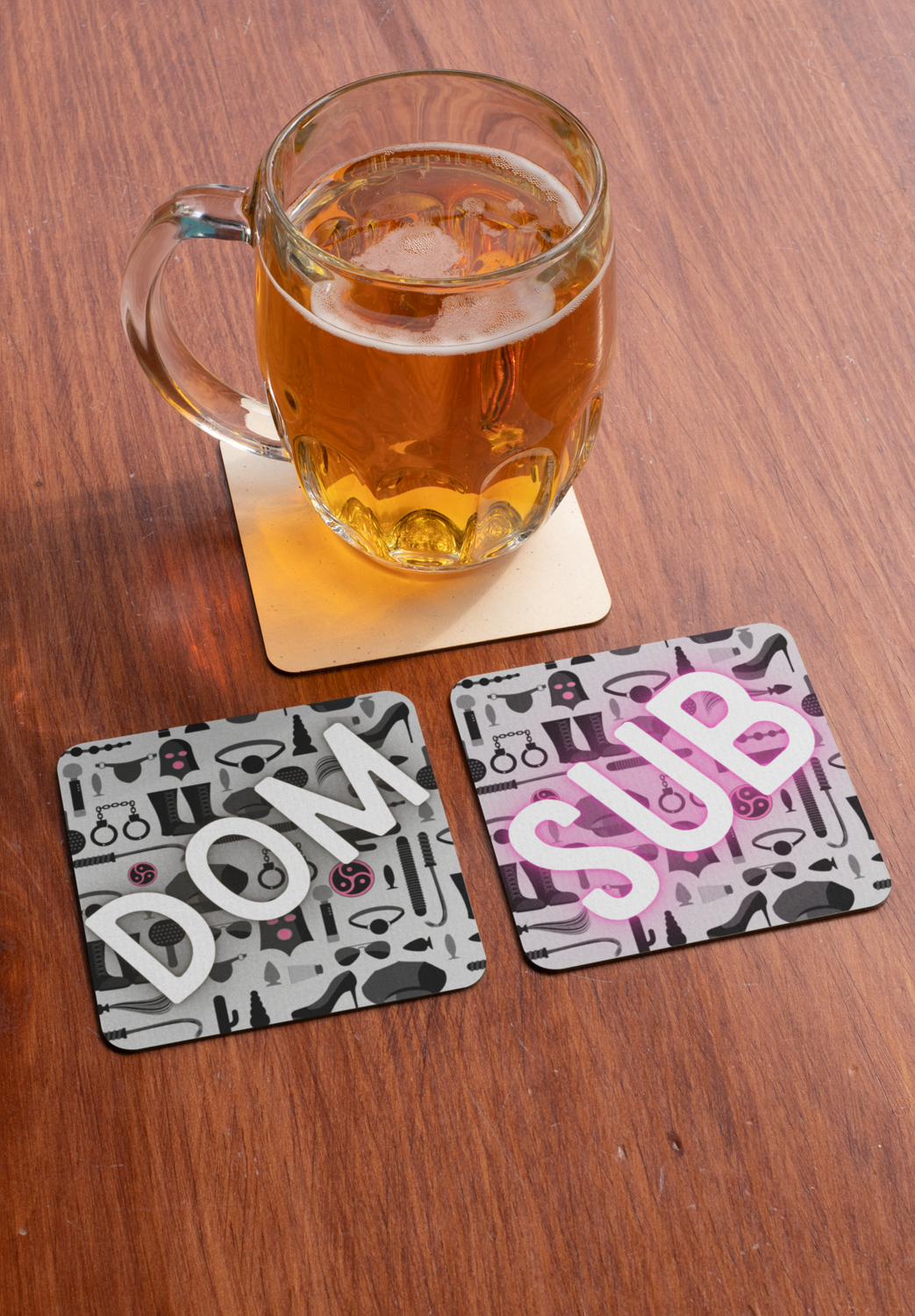 BDSM Dom &amp; Sub 3.5in x 3.5in Coaster Set