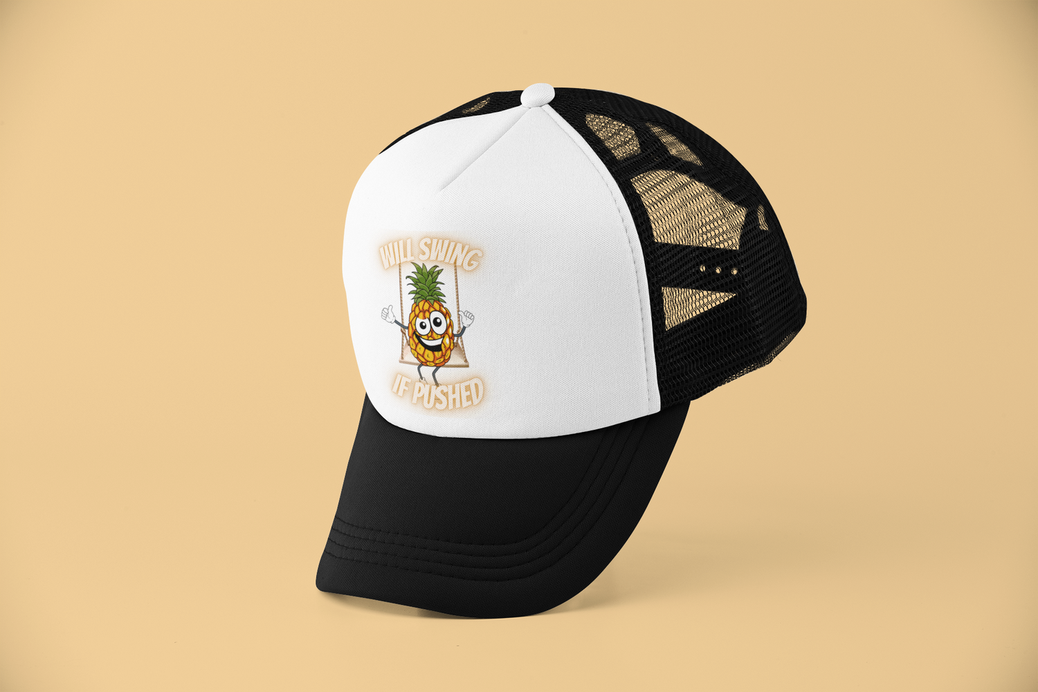 Will Swing If Pushed Sublimation Trucker Hat