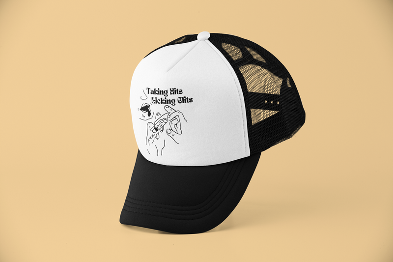 Taking Hits Licking Clits Sublimation Trucker Hat