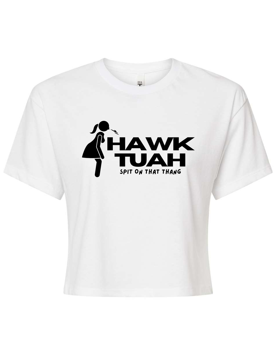 Hawk Tuah Spit On That Thang Vinyl Crop Top