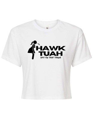 Hawk Tuah Spit On That Thang Vinyl Crop Top