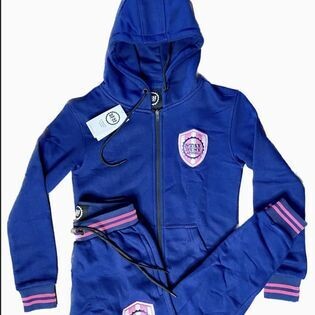 Women&#39;s Sweat Suit Blue and pink With Crest Logo