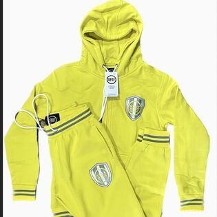 Women&#39;s Sweat Suit yellow and Gray With Crest Logo