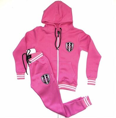 Women&#39;s Sweat Suit Pink and White With Crest Logo