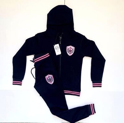 Women&#39;s Sweat Suit Pink and Black With Crest Logo