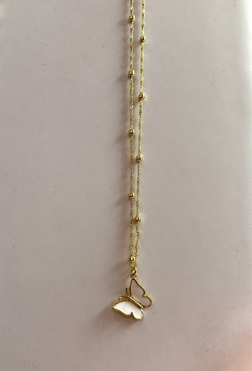 Small white butterfly necklace