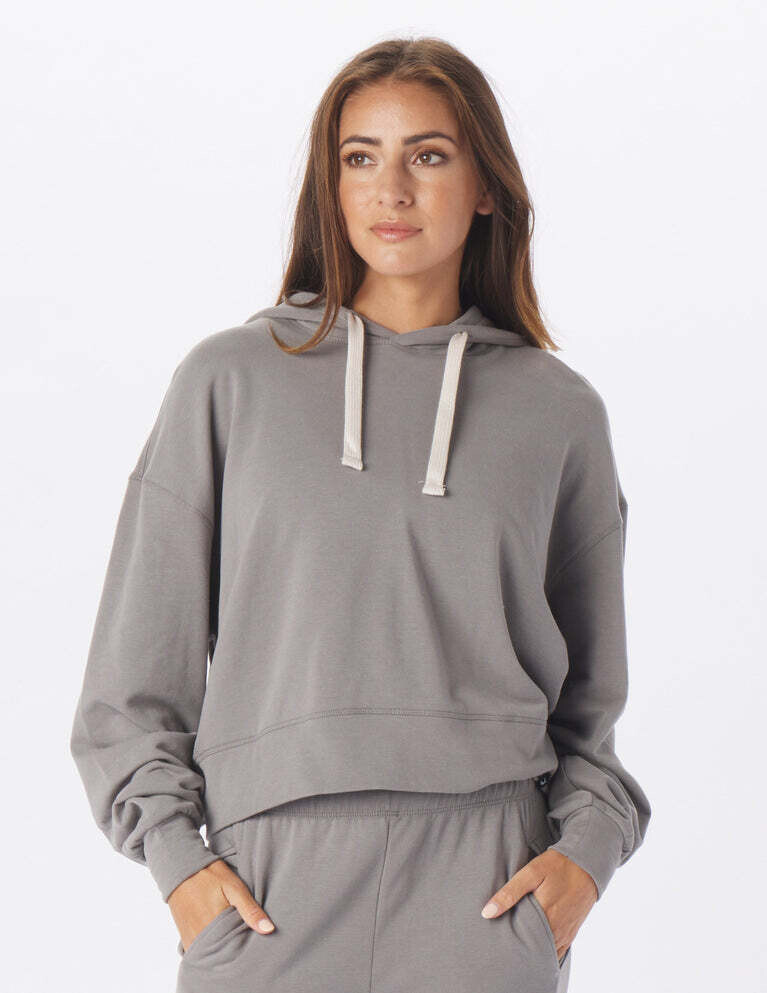 Vintage Cropped Hoodie Silver Fog