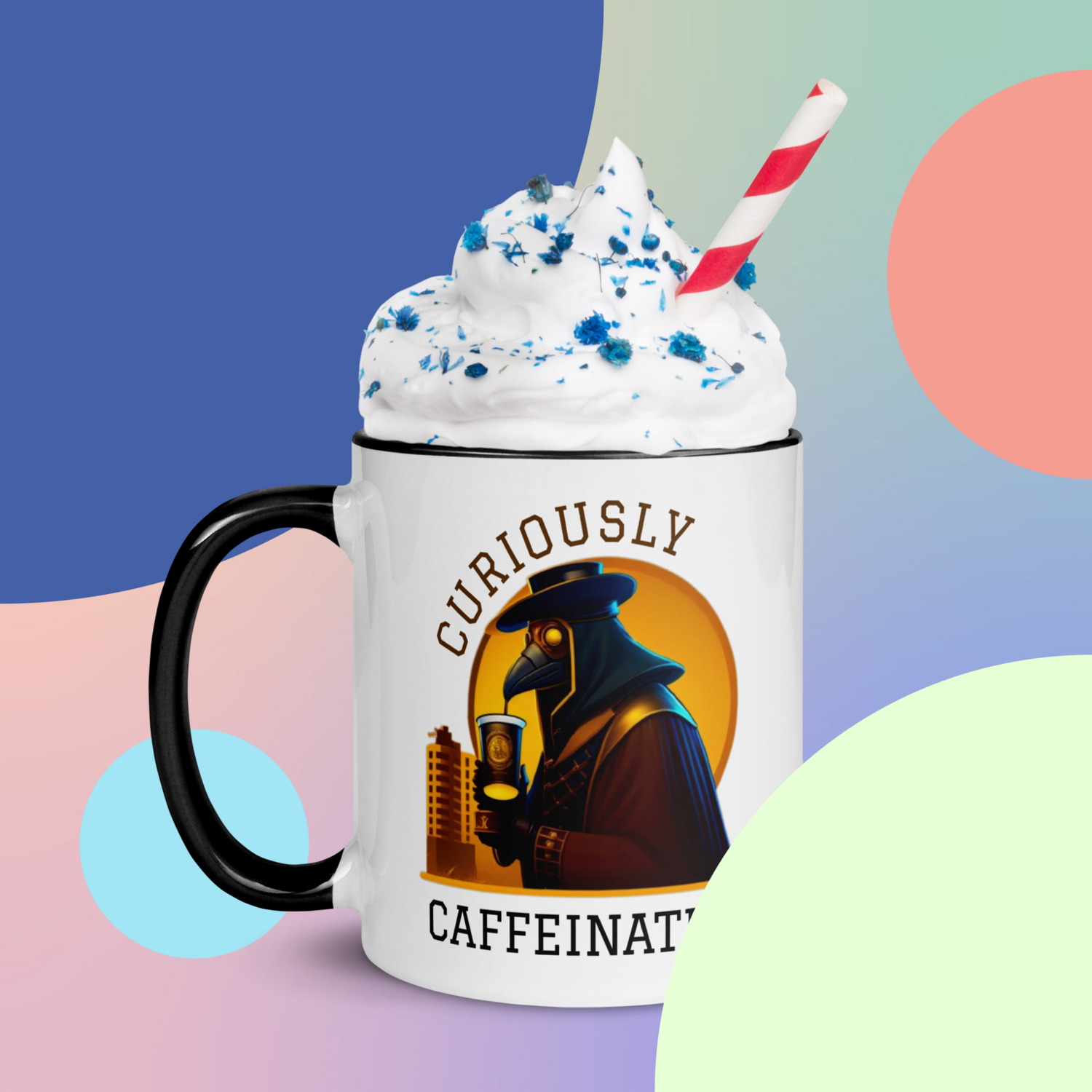 Curiously Caffienated Mug with Color Inside