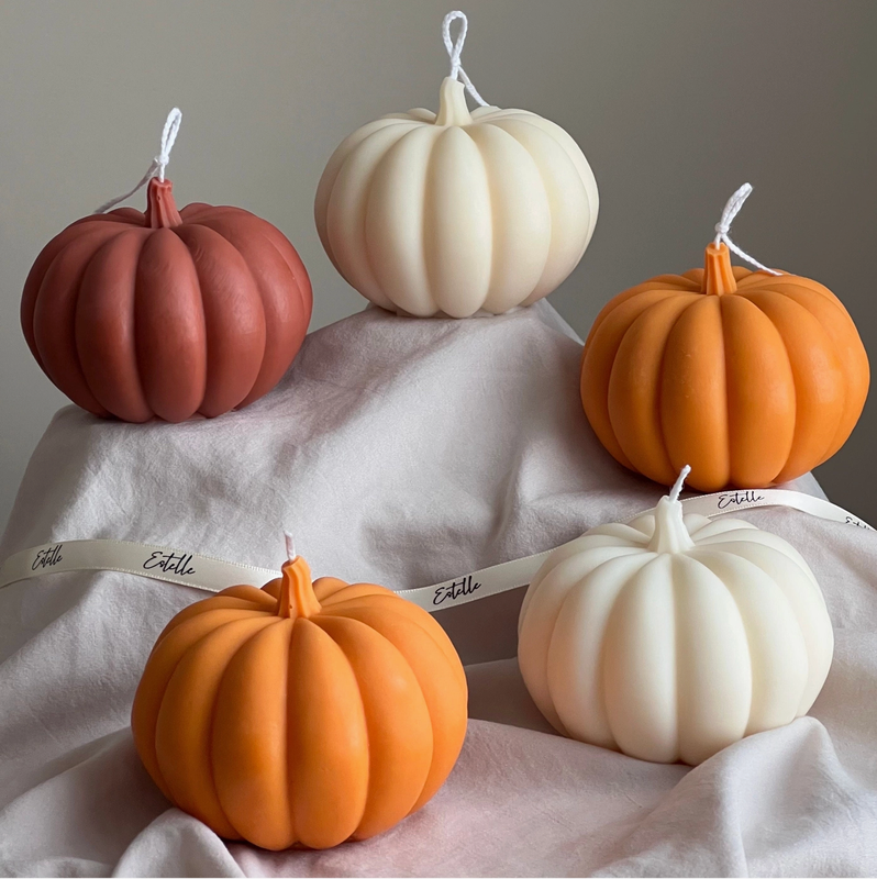 Large Autumn Pumpkin Candle (Assorted Colours &amp; Scents) by Estelle Studio