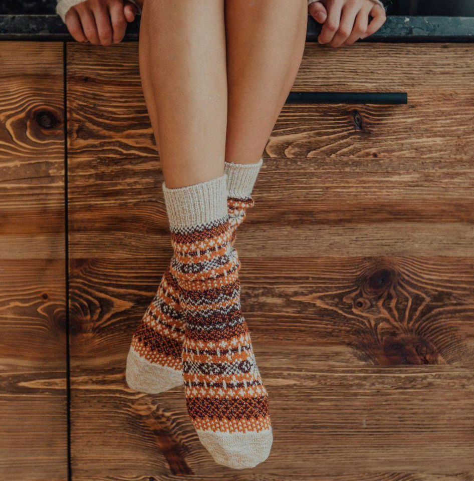 Merino Blend Nordic Wool Socks - Warm Asenka Cherry