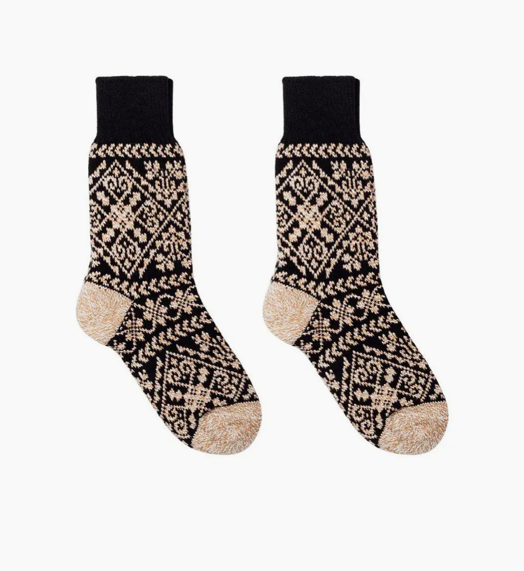 Merino Blend Nordic Wool Socks - Zelta Black