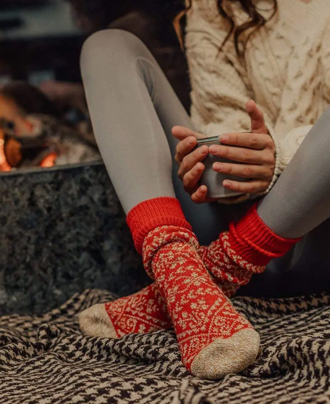 Merino Blend Nordic Wool Socks - Zelta Crimson