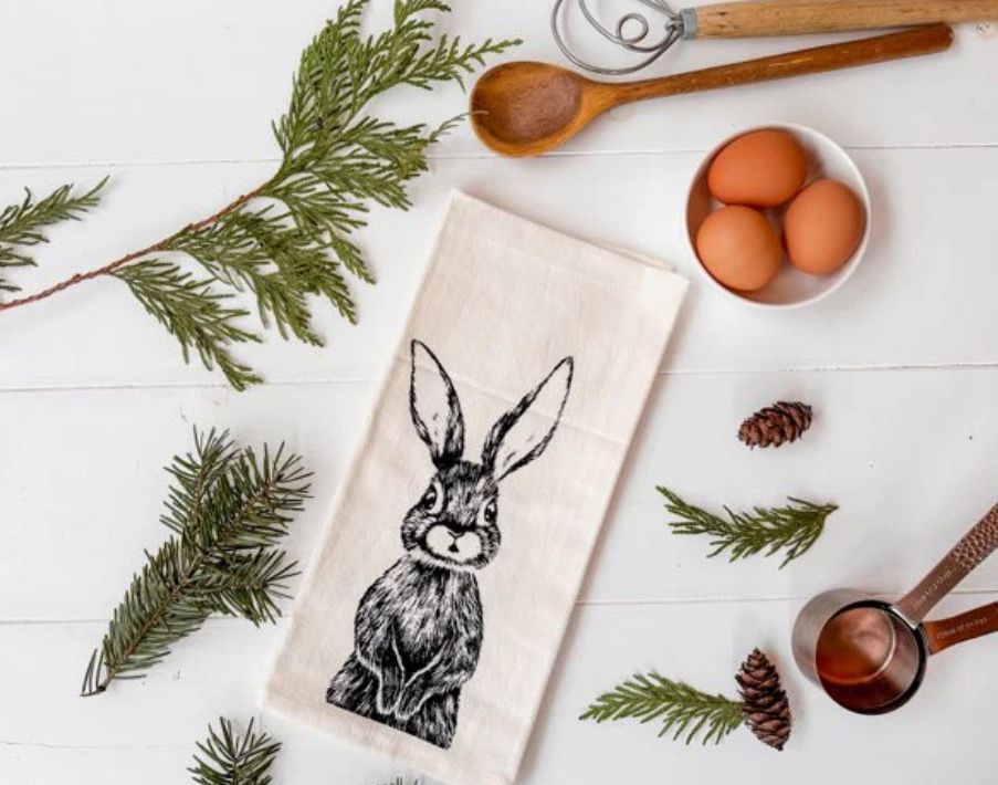 Bunny Rabbit Organic Cotton Tea Towel
