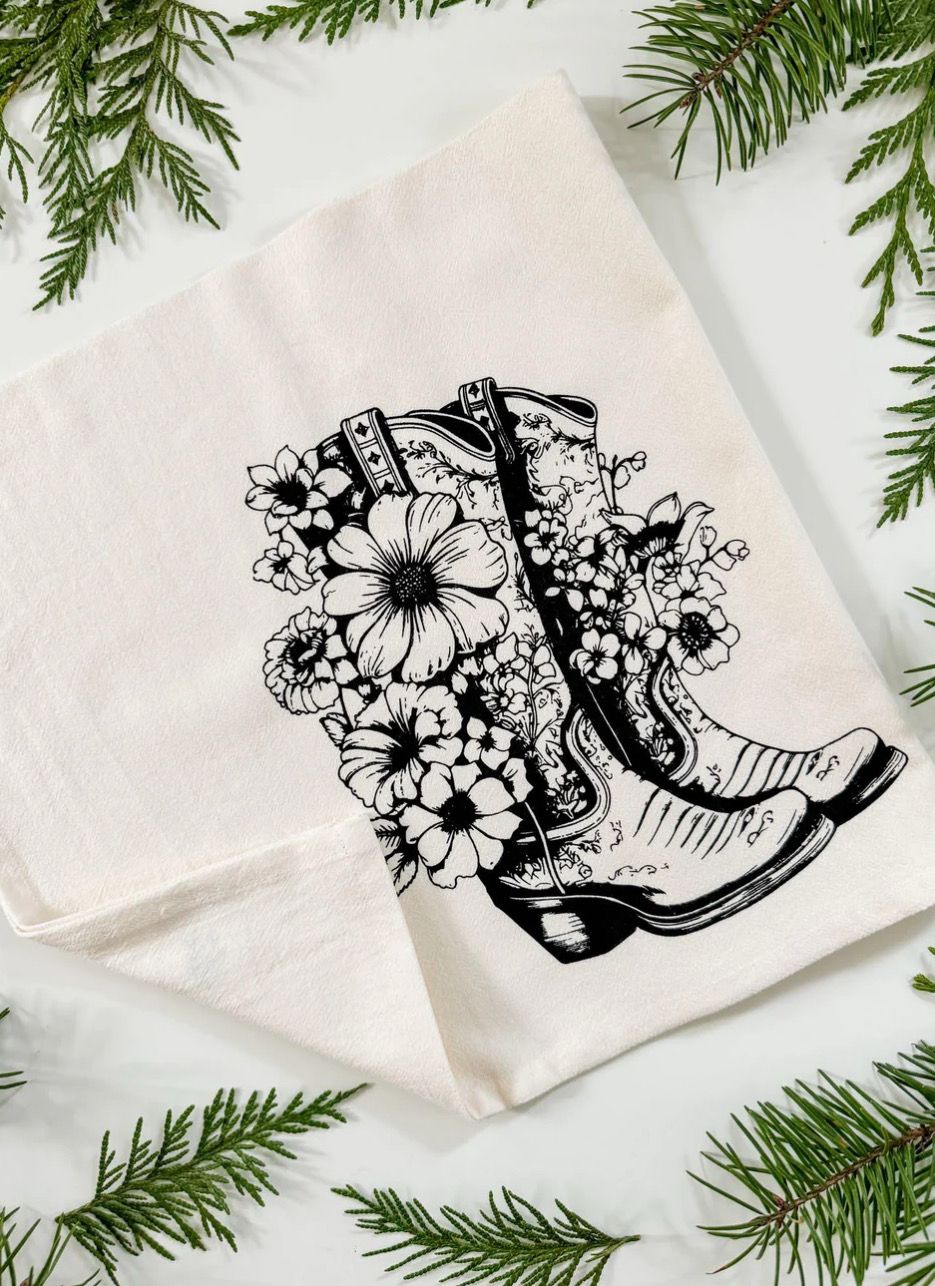 Cowgirl Boot Organic Cotton Tea Towel