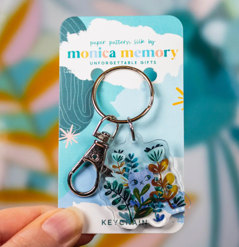 Cat in the Plants Keychain