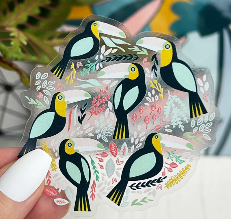 Clear Toucan Bird Sticker 3x2.75 Inch