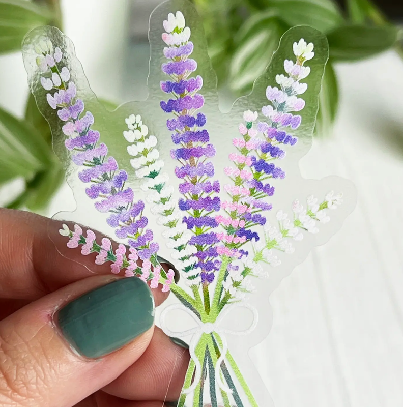 Clear Lupines Wildflower Bouquet Sticker 3x2.2 Inch