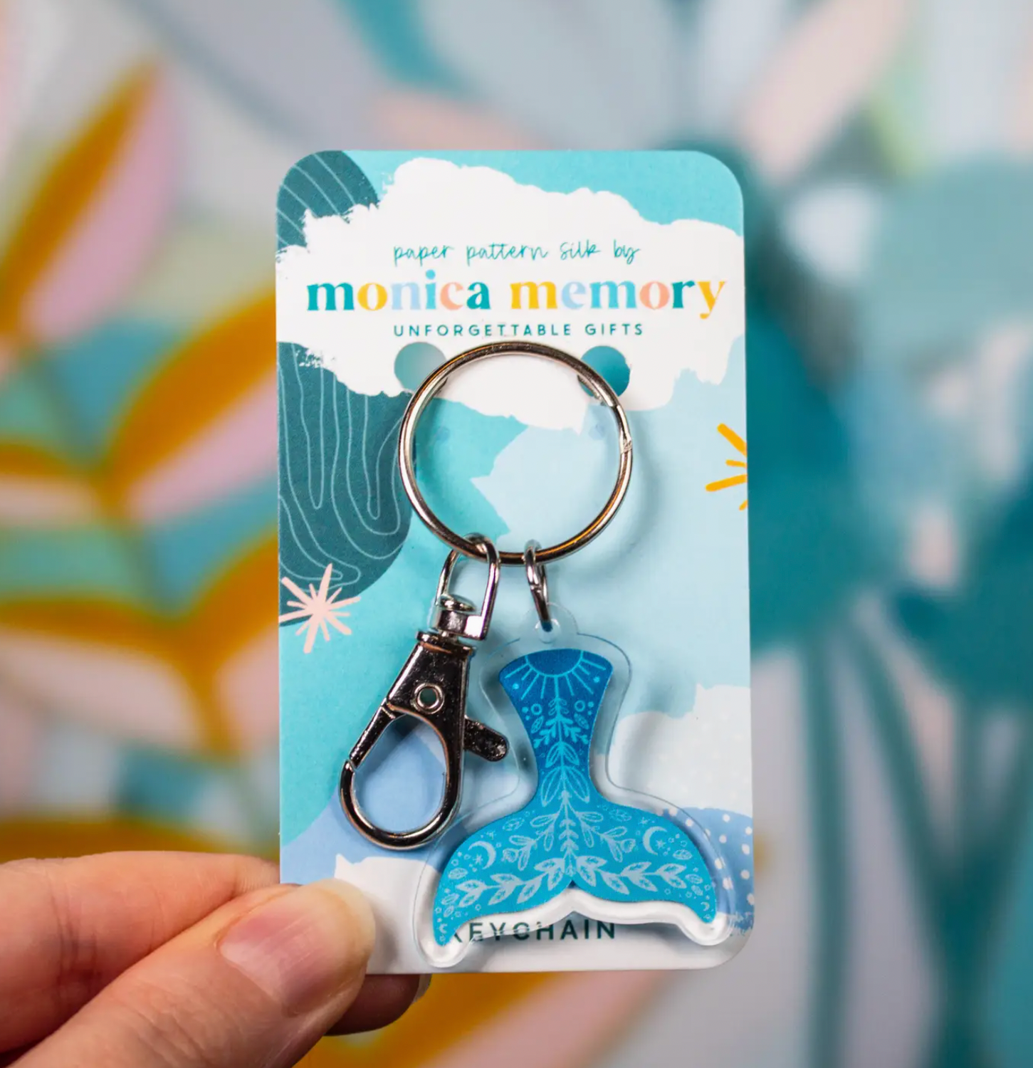Folk Art Whale Tail Keychain
