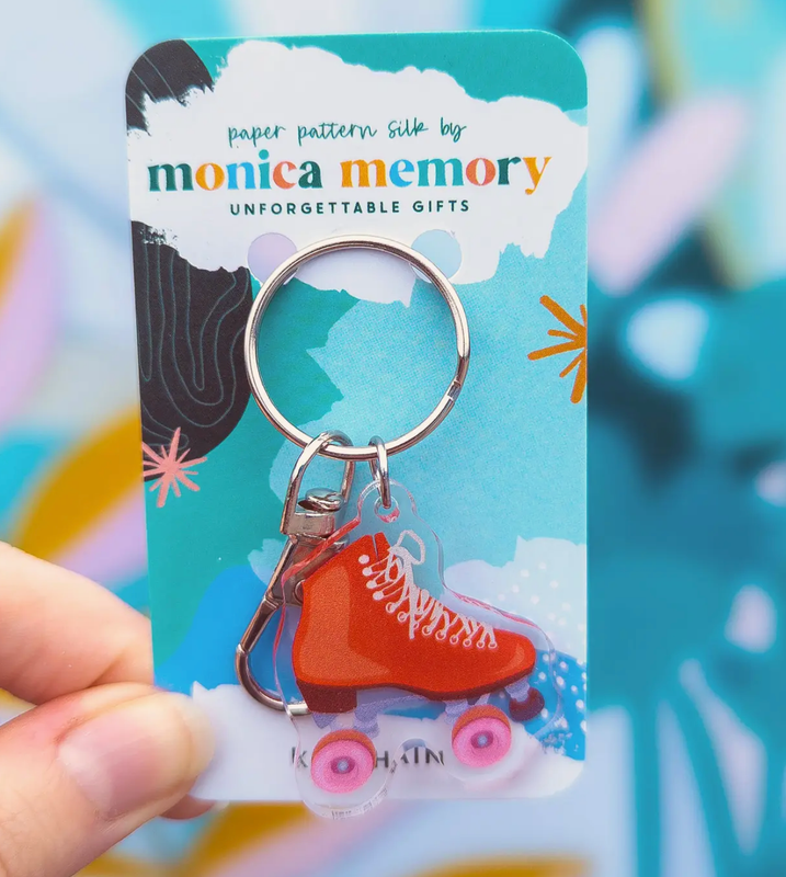 Red Retro Rollerskate Keychain