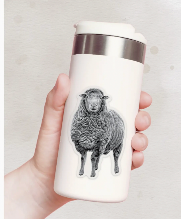 Hand-drawn Sheep Sticker (Dishwasher Safe)
