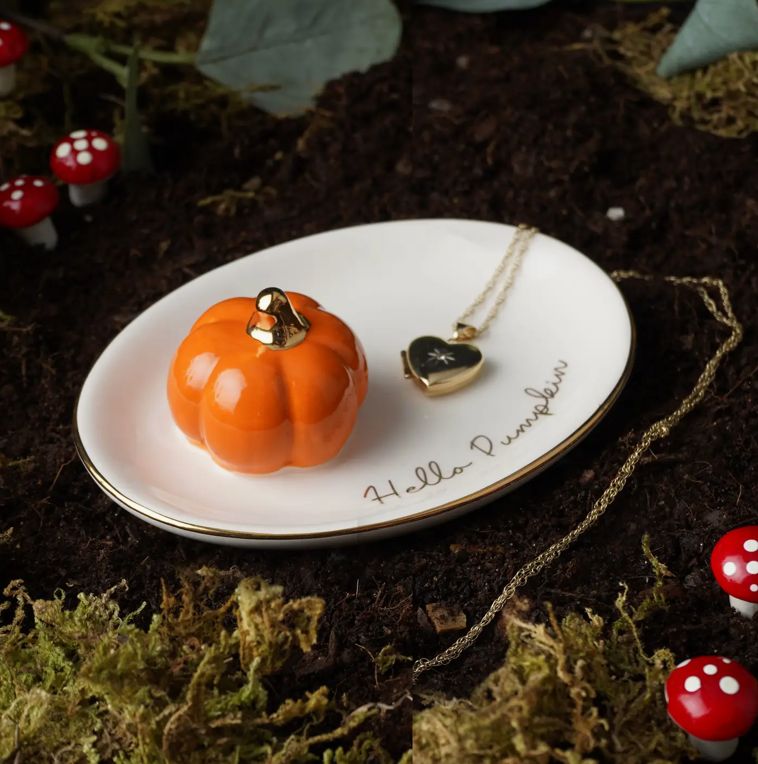 Snuggle Season Ceramic Pumpkin Ring Dish
