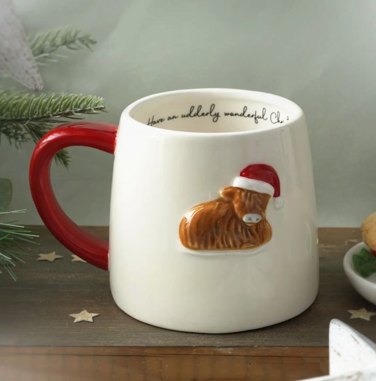Bramble Farm Christmas Highland Cow Mug