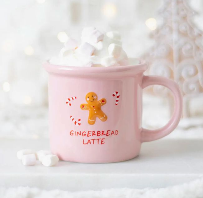 Pink Gingerbread Latte Christmas Mug