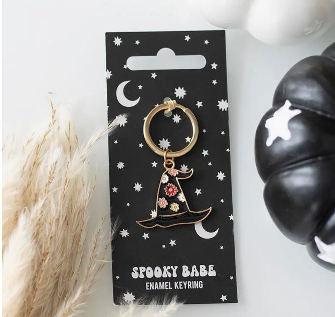 Spooky Babe Halloween Witch Hat Keyring