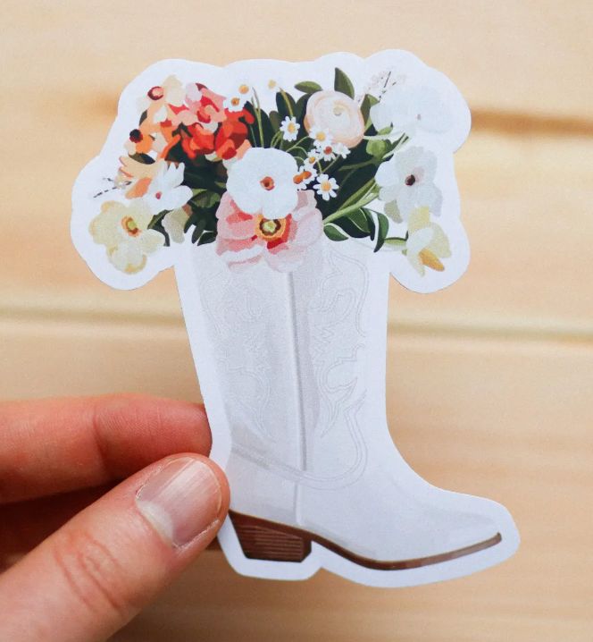 Floral Cowgirl Boot Sticker