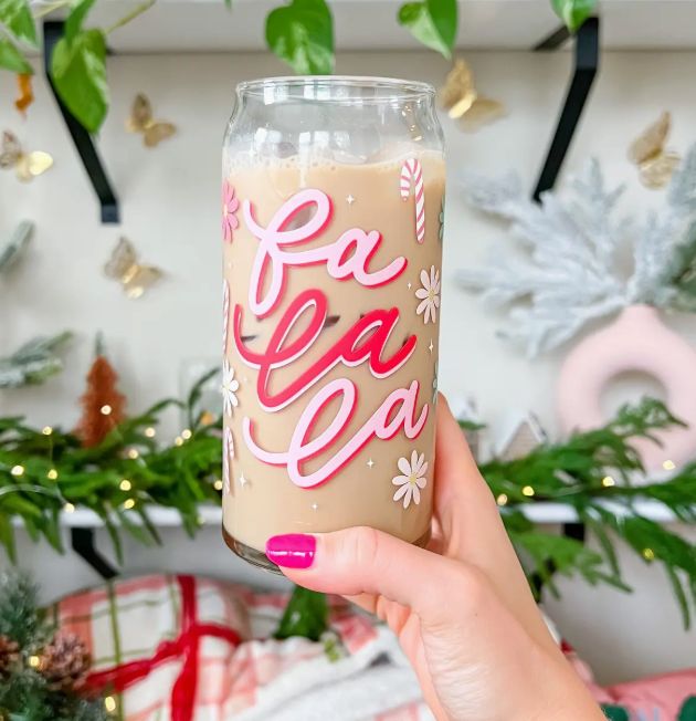 Candy Cane Fa La La Glass (20oz)