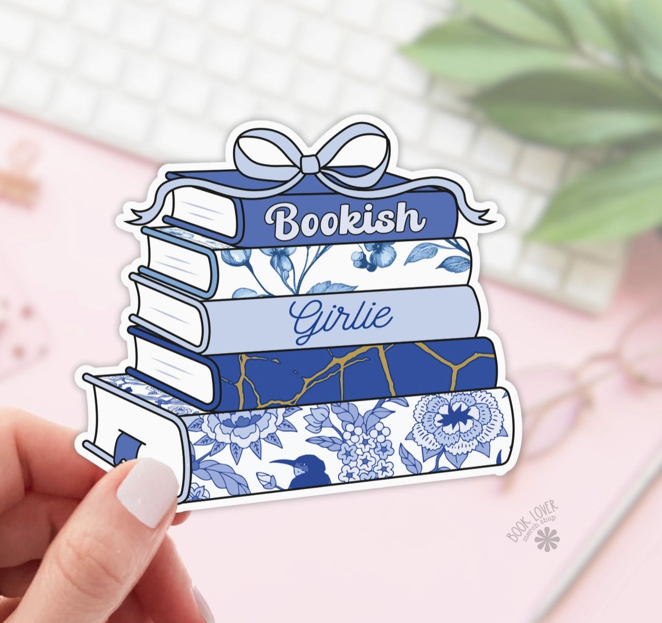 Bookish Girlie Book Stack Vinyl Sticker