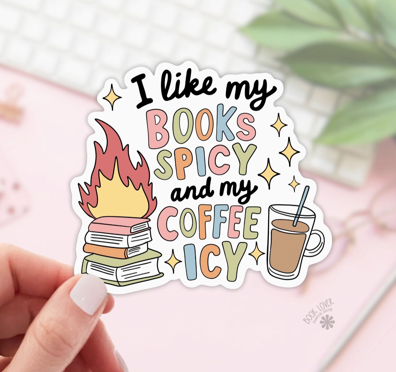 Books Spicy Coffee Icy Vinyl Sticker