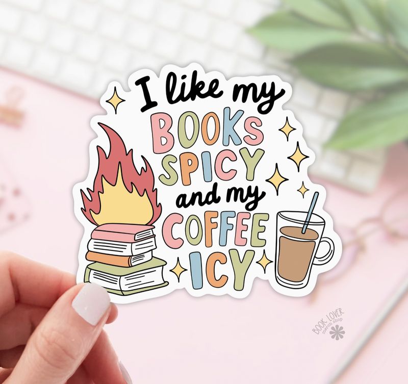 Books Spicy Coffee Icy Vinyl Sticker