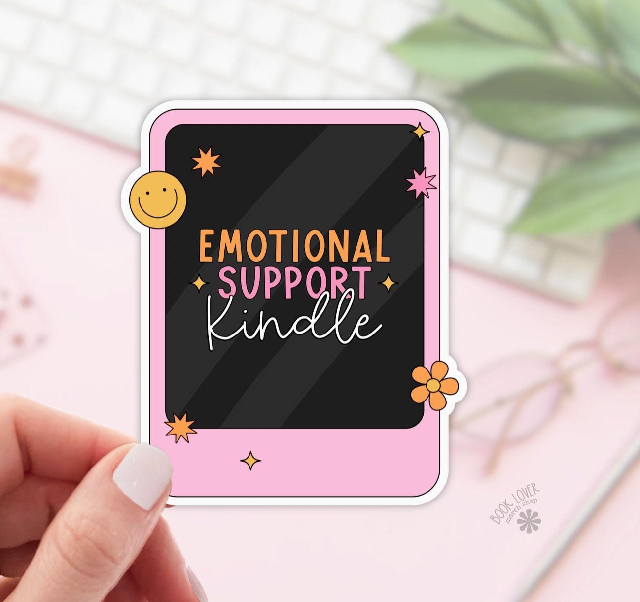 Emotional Support Kindle Vinyl Sticker