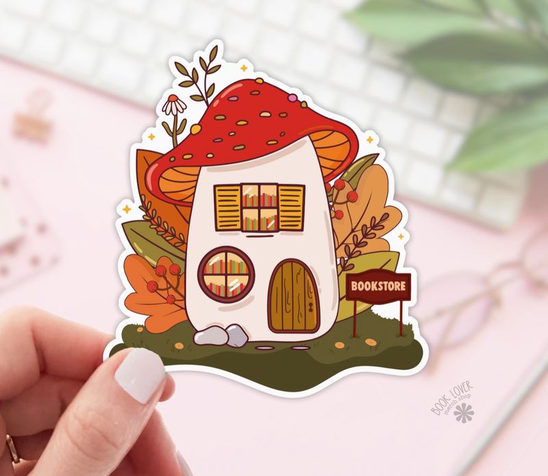 Toadstool Library Vinyl Sticker