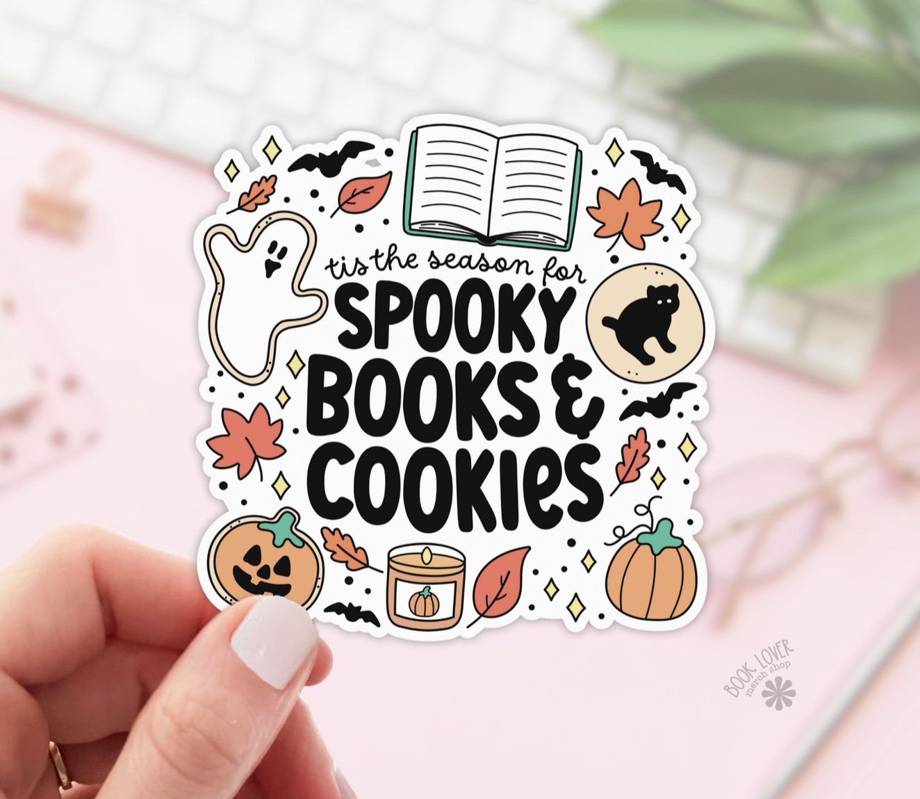 Spooky Books and Cookies Vinyl Sticker