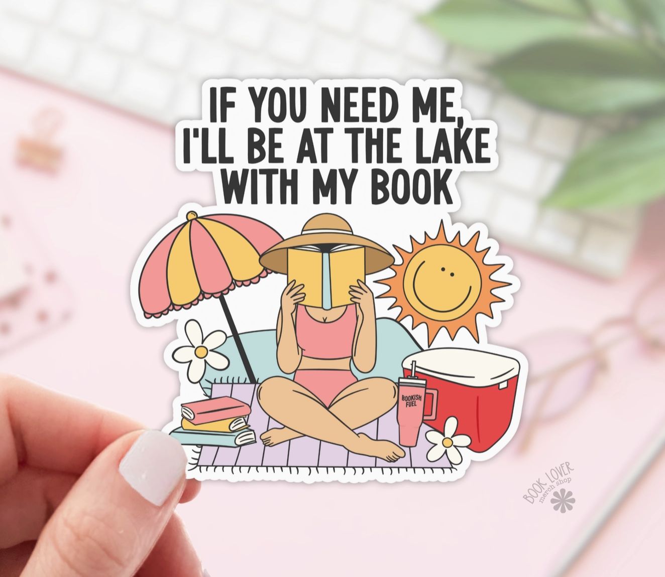 Lake with Book Vinyl Sticker
