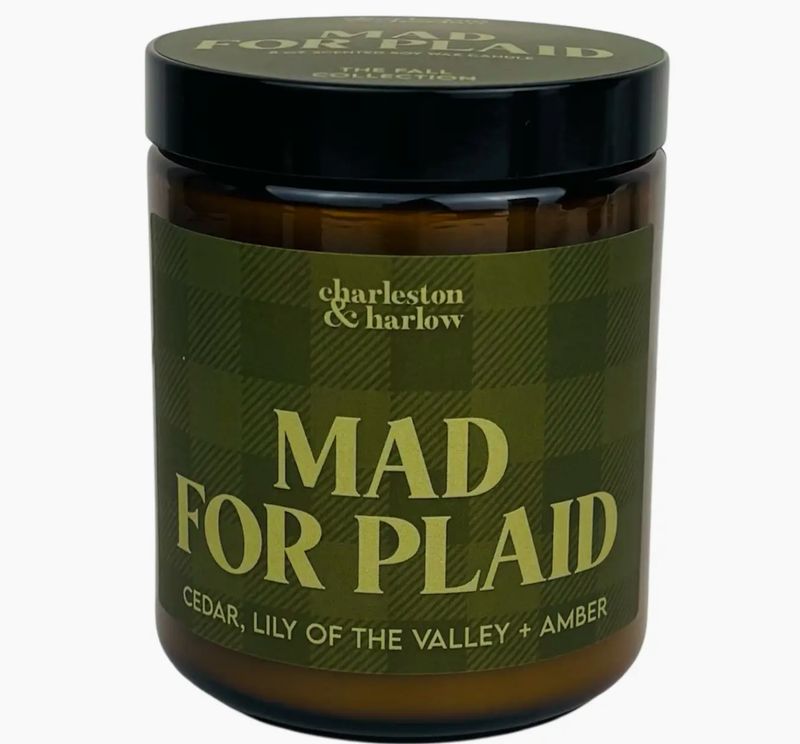 Mad For Plaid - Cedar, Lily/Valley + Amber 8oz Soy Candle