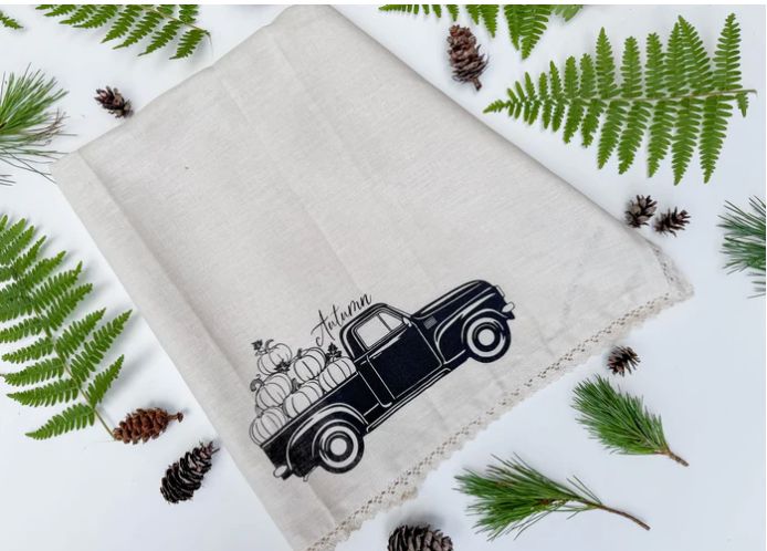 Pumpkin Truck Organic  Linen/Cotton Blend Tea Towel
