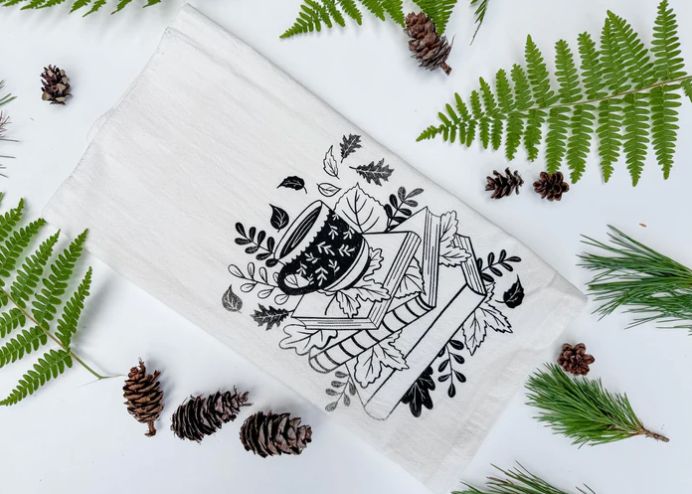 Tea &amp; Books Organic Cotton Tea Towel